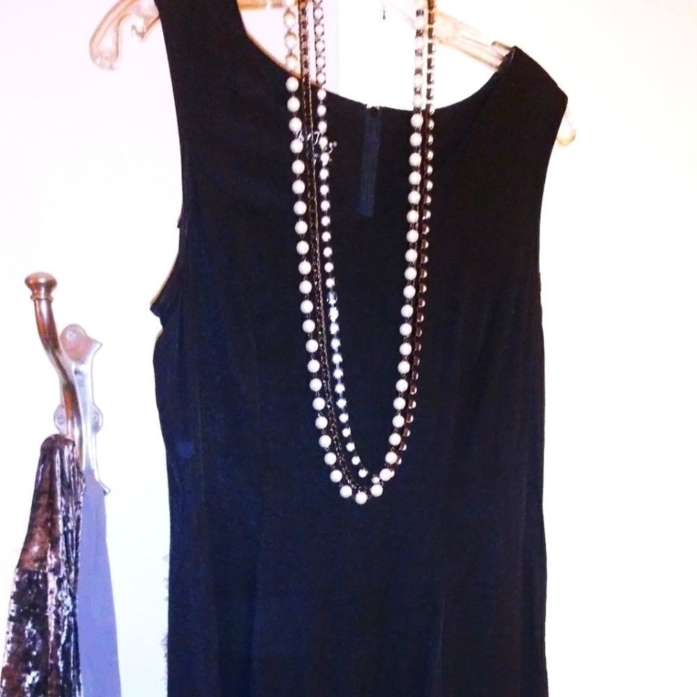 Black 80s Drop Waist Pleated Dress, So Cute-Great Condition!